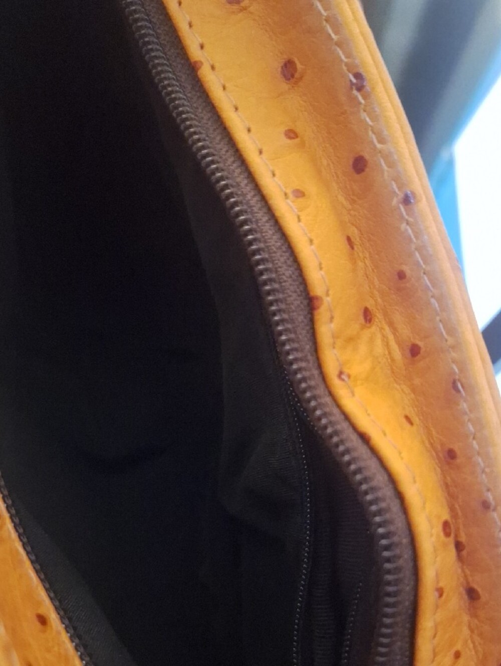 Maxx New York Ostrich-Embossed Shoulder Bag in Mustard - Picture 4 of 5